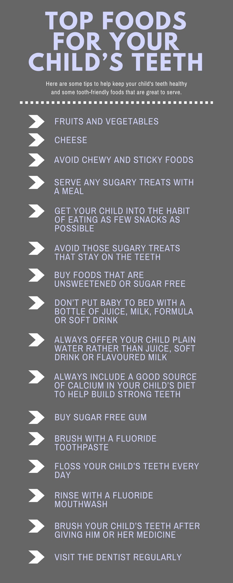 Top foods for your childs teeth
