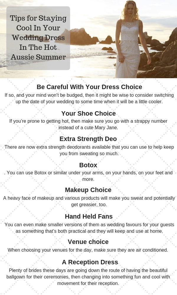 Tips for Staying Cool In Your Bridal Wedding Dress In The Hot Aussie Summer